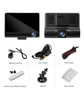 Oriteck – caméra de tableau de bord 4.0 pouces, 3 lentilles, boîte noire de voiture HD 1080P 120 degrés grand Angle caméra de voiture DVR enregistreur vidéo g-sensor Dashcam