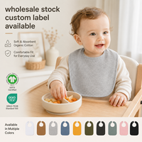Bavoir pour bébé nouveau-né en coton biologique interlock, doux, accessoire d'alimentation pour bébé, vente en gros