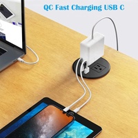 Hub de datos y energía de escritorio empotrable de 80 mm, toma de corriente redonda para muebles, sofá, mesa, con cargador USB A+C