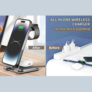 Chargeur de téléphone portable de bureau OEM sans fil 3in1 <span class=keywords><strong>Qi</strong></span> 15W support de charge rapide de téléphone portable pour écouteur de montre intelligente - Product Image 6