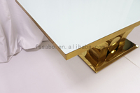 Nouveau modèle rectangulaire blanc verre luxe hôtel événement Banquet meubles en acier inoxydable mariage Banquet Table chaise ensemble