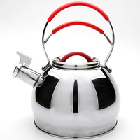 Bouilloire sifflante en acier inoxydable de 2,5 L, poignée en acier inoxydable, extérieur poli, compatible induction, qualité alimentaire, passe au lave-vaisselle