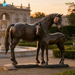 Sculpture de cheval en bronze moderne de taille personnalisée pour l'extérieur, mère et <span class=keywords><strong>poulain</strong></span>, pour la décoration de pelouse - Product Image 3
