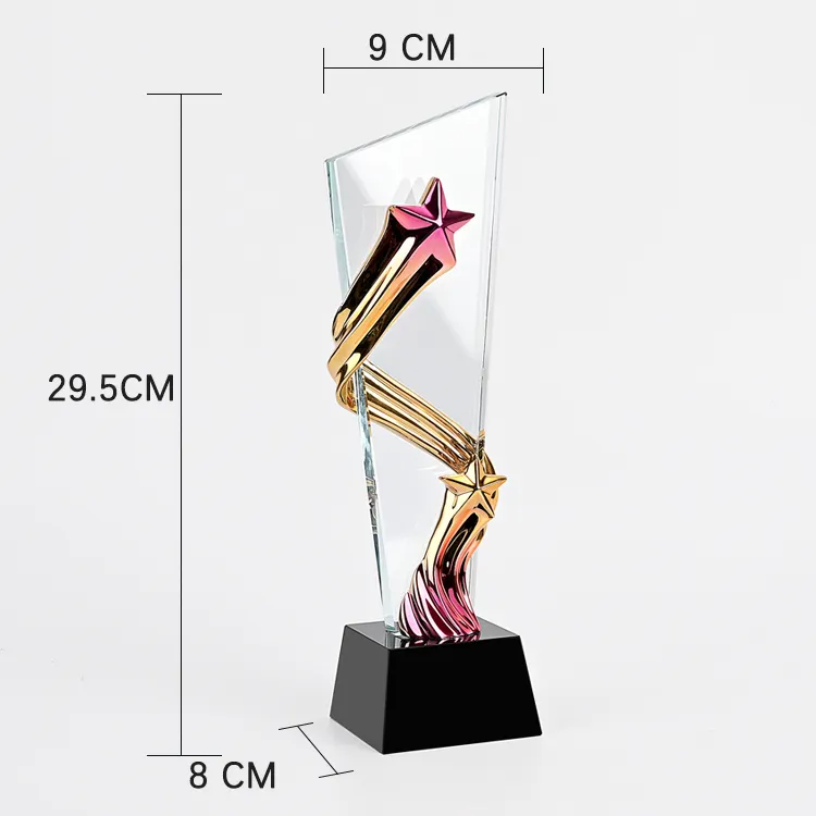 Troféu de vidro de cristal personalizado, vidro super estrela imprimentos logotipo gravado subolmação troféu