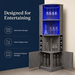 Mueble de Esquina para Vinos de Lujo, <span class=keywords><strong>Moderno</strong></span> y Minimalista, para <span class=keywords><strong>Bar</strong></span> en Casa y Sala de Estar, con Almacenamiento para Copas Colgantes - Product Image 4