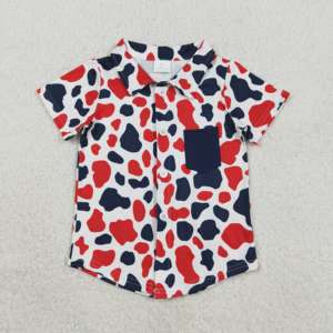 Chemise décontractée à manches longues et col rond respirante pour garçons, motif camouflage chasse, 4ème juillet, boutons, printemps-automne, vente en gros - Prêt à expédier (RTS) - Product Image 4