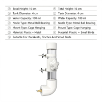 Distributeur d'eau moderne pour oiseaux en acier inoxydable transparent, bouteille suspendue automatique avec buse en cuivre, étanche, pour perroquets de petite et moyenne taille