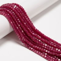 Vente en gros de perles de cristal en obsidienne fumée naturelle, rubis, quartz rose, facettées en forme de cube de Rubik, 2/3/4 mm, pour la fabrication de bijoux, bracelets