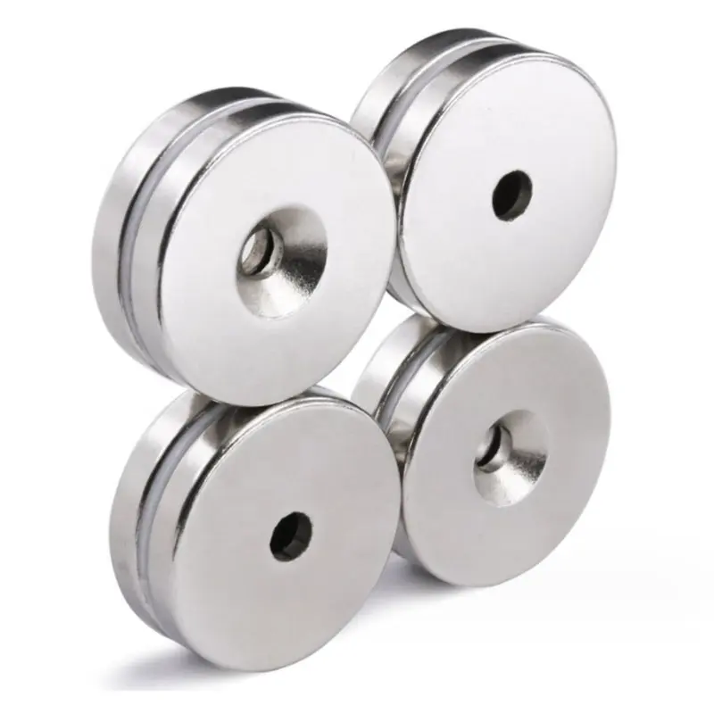 N42 Magnet neodimium Bumi Langka terkuat kustom cincin Magnet dilapisi cincin Fidget Magnet Ndfeb dengan lubang terbenam