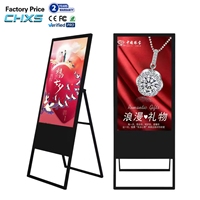 Pantalla LCD de Señalización Digital Móvil Portátil con Marco en A, Cartel Digital Plegable para Centro Comercial/Mercado