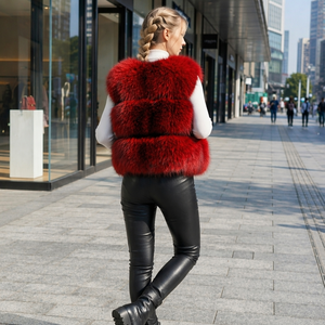 Jaqueta Feminina de Pele de Guaxinim Genuína, Colete de Pele de Alta Qualidade, Casacos de Pele Quentes e Elegantes para Mulheres no Outono e Inverno - Product Image 3