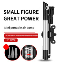 Pompe à haute pression JOHORSE mini portable et légère 117 PSI pour vélo, VTT, vélo de route, ballon, valve américaine/française, double cylindre en aluminium