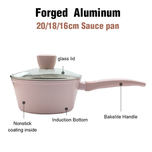 Bộ nồi chảo thời trang mới bằng đá granite màu hồng, thân thiện với môi trường, làm từ nhôm, phủ lớp chống dính bằng đá cẩm thạch - Product Image 6