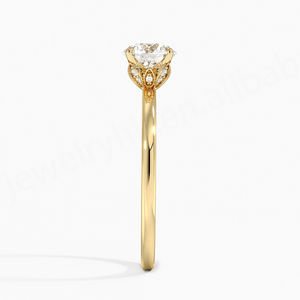 แหวนแต่งงานงานหมั้นประดับเพชรวงแหวนชุบโรเดียมทรงรีสีทอง10K สำหรับงานปาร์ตี้ได้รับการรับรอง - Product Image 4