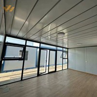 Bureau préfabriqué modulaire en acier avec mur-rideau en verre étanche et fenêtre transparente