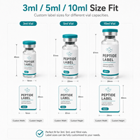 Étiquettes personnalisées pour flacons de peptides 3ml 5ml 10ml, autocollants adhésifs en rouleau, étiquettes de petite taille sur mesure, fournisseur d'impression d'emballages