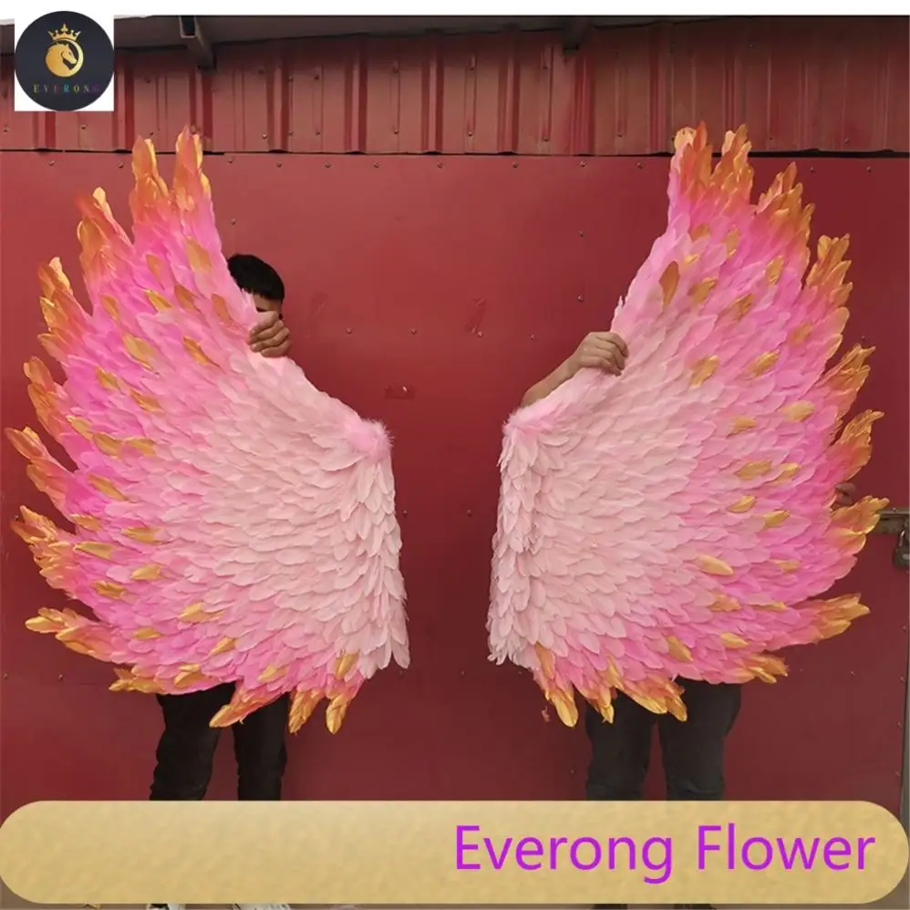 F100 सबसे लोकप्रिय बड़ी दीवार पृष्ठभूमि शादी की सजावट गुलाबी सफेद पंख के लिए गुलाबी सफेद पंख देवदूत पंख पंख