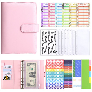 Sổ tay rời A6 có bìa da <span class=keywords><strong>PU</strong></span> macaron có khóa kéo, in họa tiết, giấy rời, sổ kế hoạch ngân sách, bìa gỗ và giấy PP - Product Image 1
