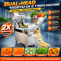 Automatische groentesnijmachine met dubbele kop, multifunctionele voedselhakker, fruit snijmachine, verwerkingsapparatuur