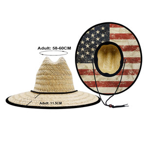 Sombreros Personalizados Mang Nhãn Hiệu Tùy Chỉnh Logo Làm Vườn Mặt Trời Tự Nhiên UPF 50 + Cờ Mỹ Mens Mũ Rơm - Product Image 5