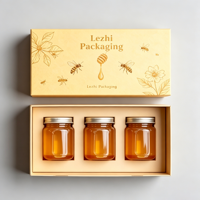 Boîte cadeau personnalisée pour miel, couvercle et base rigides, emballage en deux parties, boîte en carton de luxe avec insert pour bocaux et bouteilles