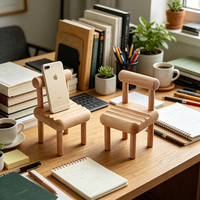 Support de téléphone en bois de hêtre massif, mini chaise mignonne, petit support de téléphone portable en bois pour la décoration de bureau