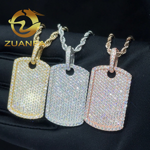 Colgante Placa de Identificación de Moissanita Estilo Hip Hop Iced Out en Plata Esterlina 925 con Cadena de Cuerda, Joyería Lista para Enviar - Product Image 4