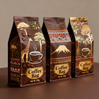 Sachet Doypack de café Série Direct Fabricant Savane Africaine avec motifs Girafe et Kilimandjaro