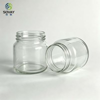 Pot Mason en verre transparent de 240 ml, forme ronde et bombée, idéal pour le miel, les épices et le stockage alimentaire sur le bureau ou en cuisine
