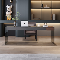 Bureau de direction en bois massif, durable, de luxe, moderne, avec surface en dalle de roche italienne minimaliste, pour bureau de patron