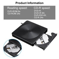 Nuevo USB 3,0 tipo C UNIDAD DE CD DVD externa grabadora de CD grabadora de unidad externa DVD RW reproductor escritor lector Unidad óptica