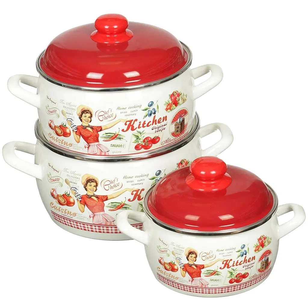 गेंद तामचीनी स्टील के बर्तन पैन पुलाव Enamelware 18-20-22-24-26cm चीन रूस प्रेरण गैस Peltre