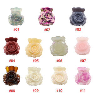 مشابك شعر هندسية عتيقة مزينة بالزهور، مشبك شعر أنيق وجذاب مع خرز، متعدد الاستخدامات للارتداء اليومي، مشبك شعر أنيق على شكل فك القرش - Product Image 5