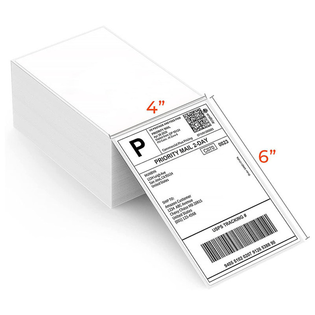 Low MOQ Custom Logo Strong Adhesive A6 Thermal Shipping Labels Waterproof & Oilproof 4x6 Direct Thermal Label Roll