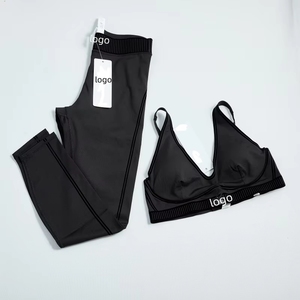Leggings de Yoga y <span class=keywords><strong>Pilates</strong></span> al Por Mayor, de Moda, Sin Costuras, Acanalados, de Alta Calidad, Conjunto de 2 Piezas <span class=keywords><strong>para</strong></span> Mujer - Product Image 4