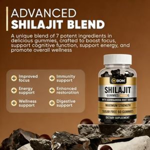 Gomitas de Shilajit para la Salud Biológica, <span class=keywords><strong>Aceite</strong></span> de Semillas Negras, Ashwagandha, Vitamina C, D3, Gomitas con Extracto de Shilajit - Product Image 3