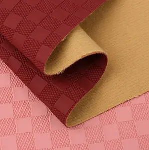 0.9mm Check Design Embossed With Anti-slip High Quality PU Artificial Leather For Bags Car Seat Cover Use