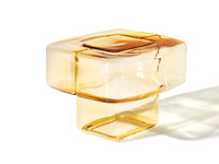 Nouvelle conception de meubles de salon, table basse carrée en verre de 20 pouces, L520*W520*H390mm 520mm 52cm, table d'appoint en verre soufflé jaune clair