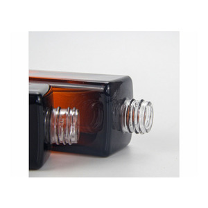 Botella de vidrio con cuentagotas, botella de vidrio con gradiente cuadrado ámbar de 50ml, 70ml, 100ml, con gotero blanco - Product Image 6