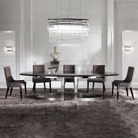 Ensemble de table à manger en marbre naturel de style italien, meubles de salle à manger, métal, 6 places, tables à manger rectangulaires pour la décoration de la maison
