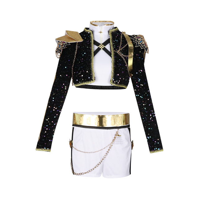 Kpop Sorceress Hunter Children's Cosplay Suit Golden Song Suit Zoe Rumi Black Gold Cross Border Set