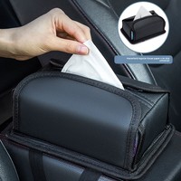 Nouvelles boîtes à mouchoirs en cuir haut de gamme pour accoudoir de voiture, porte-serviettes, étui à sacs en papier extractible, accessoire d'intérieur automobile