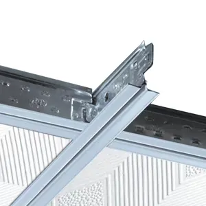 Barre en T suspendue en acier galvanisé à grille plate blanche en T pour panneau de gypse en PVC système de faux plafond suspendu