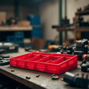 Red Plastic Storage <b>Bin</b> With Dividers For Organizing <b>Small</b> Parts In Warehouse Or Workshop - Product Image 3