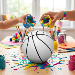 Figurines d'ours fluide DIY populaires 2026, modèle basketball blanc fluide, pour <span class=keywords><strong>peinture</strong></span> <span class=keywords><strong>acrylique</strong></span> fluide, boule fluide avec support - Product Image 4