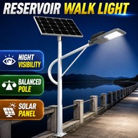 Lampe solaire à LED 100W pour quai, étanche IP66, avec bras métallique stable, LED SMD5054, pour éclairage de marina, quai, lac, bord de mer, allée, route