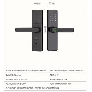 Tuya ttlock ứng dụng thông minh mật khẩu điện tử sinh trắc học vân tay khóa cửa Keyless Entry thẻ thông minh <span class=keywords><strong>Wifi</strong></span> Mạng nhôm đám mây - Product Image 3