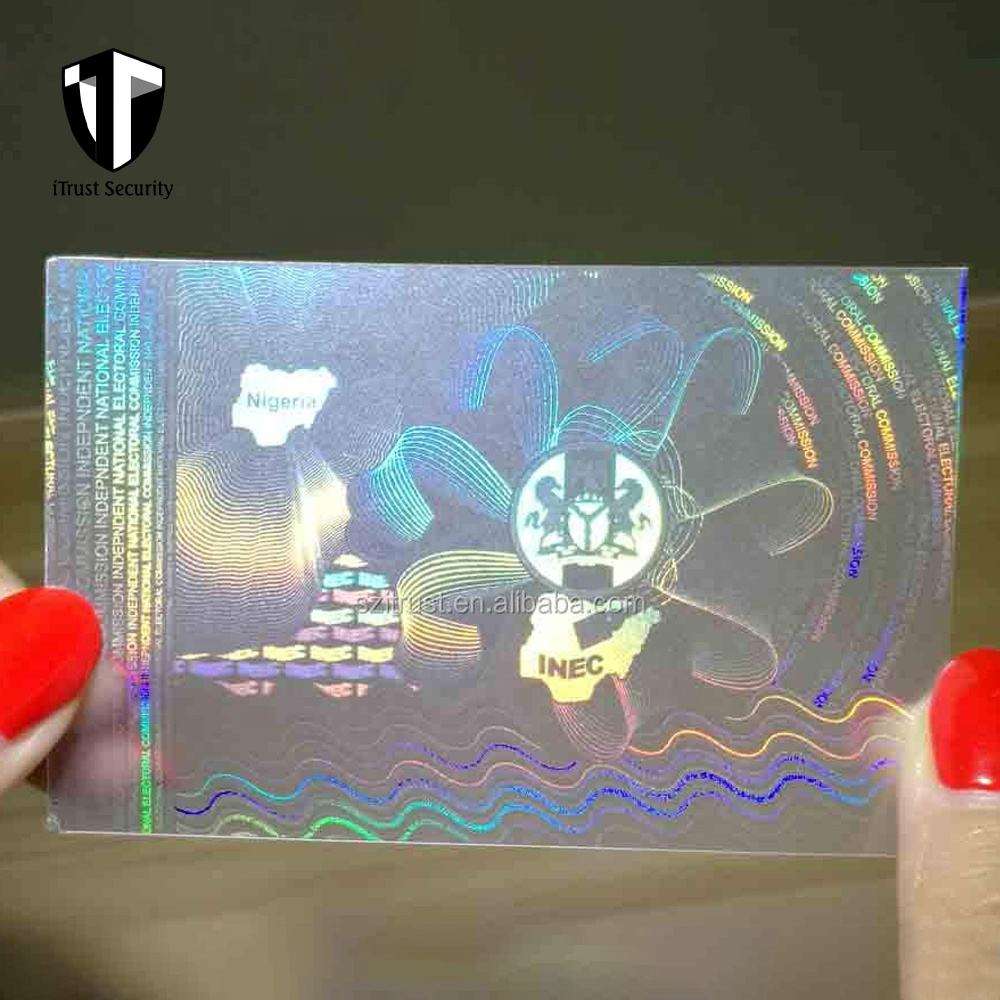 Recouvrements d'hologramme pour la carte de PVC