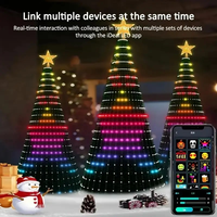 Guirlandes lumineuses LED intelligentes RGB pour sapin de Noël, effet cascade, avec télécommande via application, lumières féériques à changement de couleur pour fêtes de famille et vacances