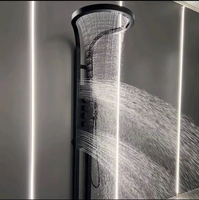 Tiktok Offre Spéciale noir 304 acier inoxydable mural multifonction salle de bain cascade pluie pommeau de douche ensemble panneau système